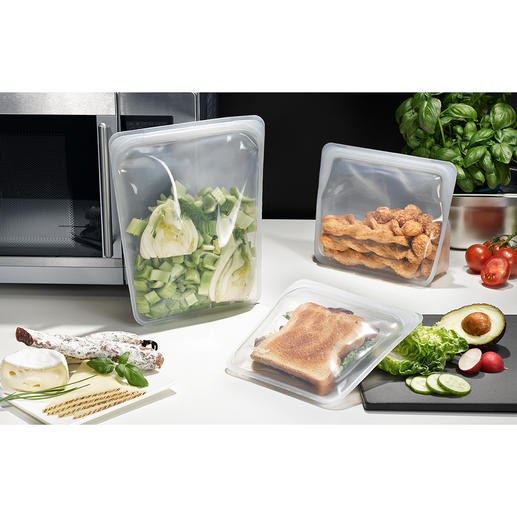 Stasher Bag Stasher Bags, les sachets alimentaires en silicone réutilisables. Appropriés pour conserver, transporter, congeler, cuisiner et même mettre sous-vide.