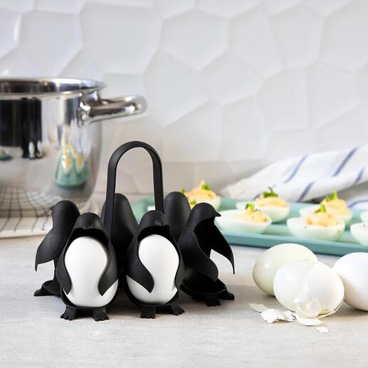 Coquetier « Egguins » Original et pratique : le coquetier « Egguins » au design à pingouin amusant. Cuisez et servez jusqu’à 6 œufs en un seul geste.