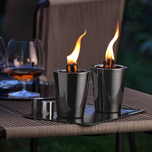 Torche de table, lot de 2 pièces Une ambiance romantique comme autour dʼun feu de camp. Parfait pour votre jardin et votre terrasse.
