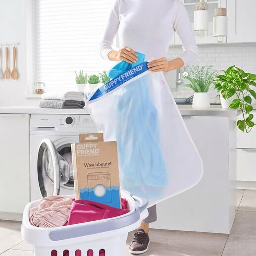 STOP! Sac à linge MICRO WASTE en utilisation pour le lavage des vêtements