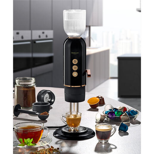 Machine à café et bouilloire 4-en-1 Un café et un thé riches en arômes en seulement 30 secondes, grâce à un appareil polyvalent et rapide comme jamais.