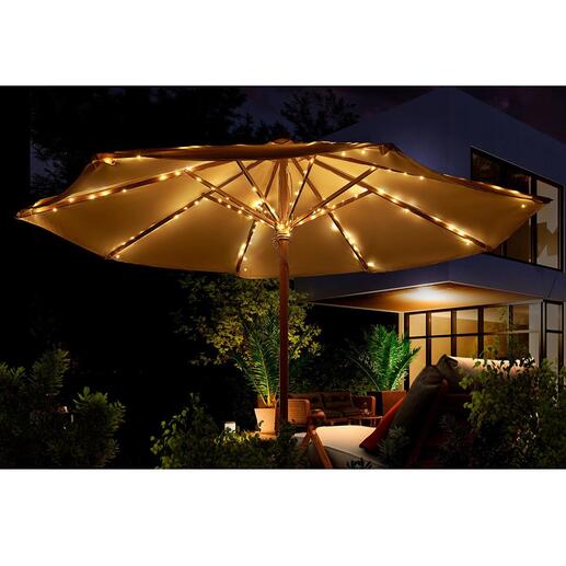 Guirlande lumineuse pour parasol Étincelante comme un ciel étoilé : la guirlande lumineuse à micro-LED pour votre parasol.