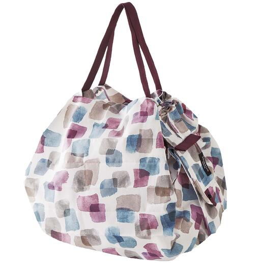 Sac « pop up » dépliable Un espace de rangement énorme et élégant, à mettre sur l’épaule. Design japonais primé, en 100 % matériaux recyclés, avec un motif tendance.