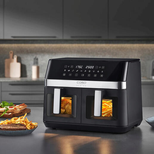 Friteuse à air chaud XXL Duo avec deux paniers à friture dans une cuisine moderne