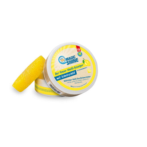 Nettoyant multi-usages Magic Shine au parfum de citron dans son emballage.