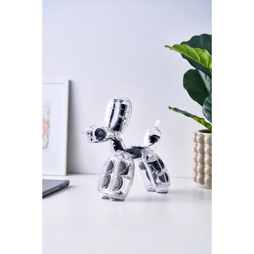 Haut-parleur sculptural en forme de chien en ballon.