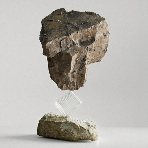 Rocher flottant au-dessus d'un verre, faisant partie d'un ensemble de 4.