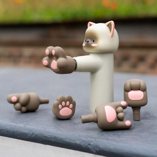 Mini-massageur en forme de lapin avec différents têtes de massage.