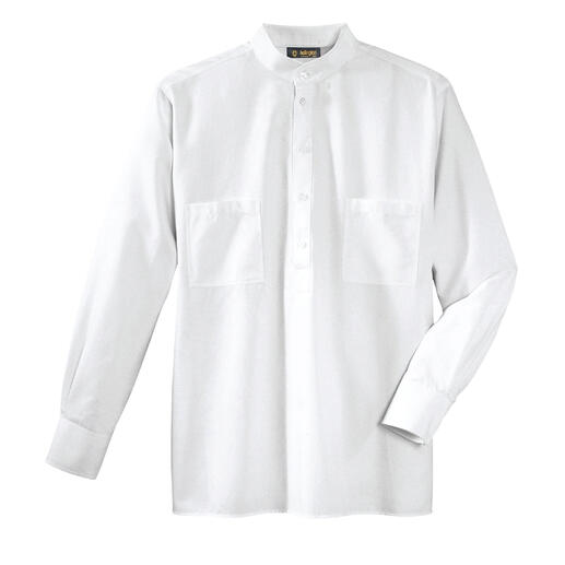 Chemise Nehru blanche avec deux poches poitrine sur fond blanc