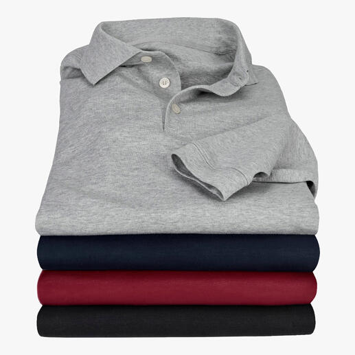 Polo en interlock de coton Pima Un luxe à petit prix. Le polo à manches longues en coton Pima péruvien récolté à la main (!).