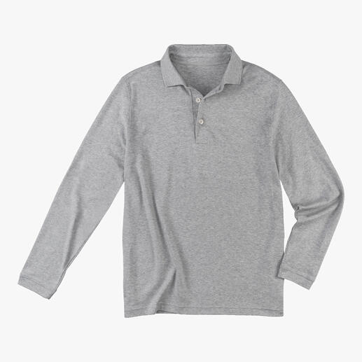 Polo Pima interlock noire en taille 48, sur fond blanc.