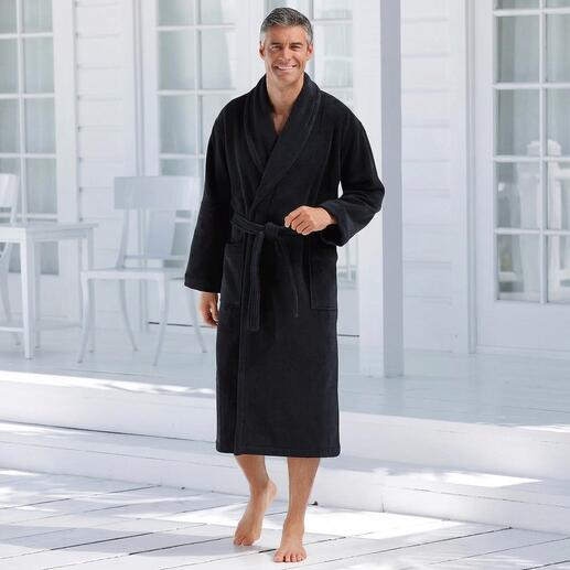 Peignoir de bain noir et résistant à la cuisson pour hommes.