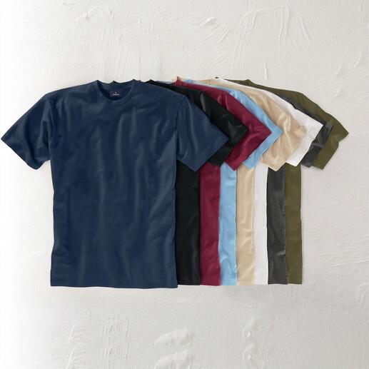 Différentes couleurs du T-shirt Ragman 155 g sur une table.