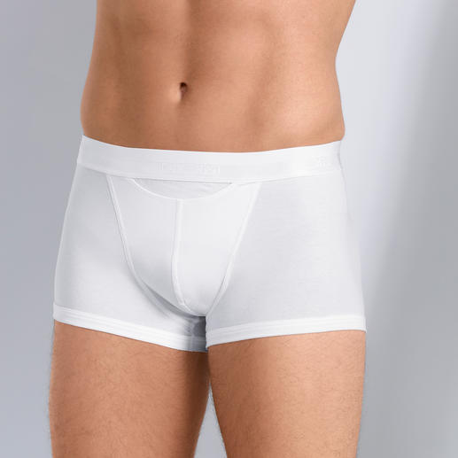 Boxer homme blanc avec ceinture élastique, vu de côté.