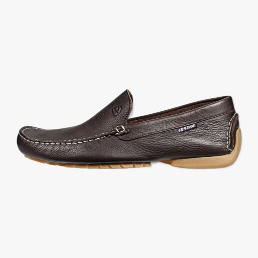 Vue latérale d'une pantoufle en cuir Snipe lavable pour hommes en noir.