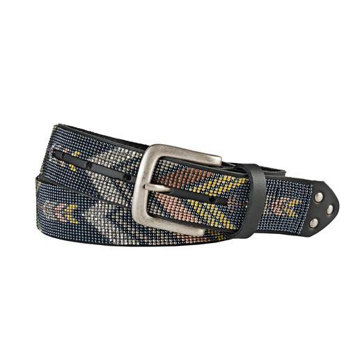 Ceinture ethnique en perles de Smitten en anthracite/crème, taille 80 cm.