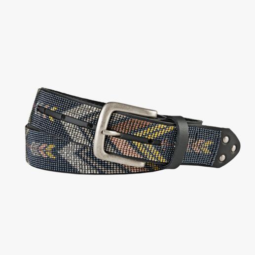 Ceinture ethnique en perles de Smitten en anthracite/crème, taille 80 cm.