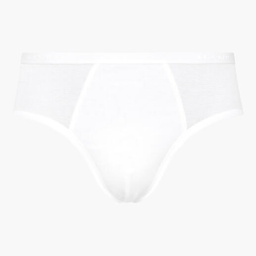 Slip Hanro blanc sans ouverture, simple et classique.