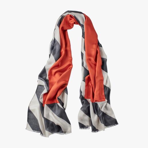 Foulard réversible Abstract Aujourd’hui, un classique en noir et gris. Demain, une tendance avec les accents de couleur rouge brique.