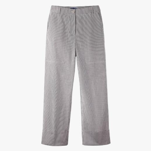 Pantalon à rayures en Seersucker Le pantalon d’été : coupe top tendance. Tissu classique aéré et léger.