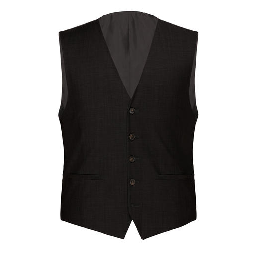 Gilet noir du Modul-Anzug Super-120 sur fond blanc.
