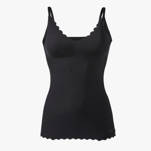Top de soutien-gorge Skiny noire avec bretelles larges et décolleté plongeant.