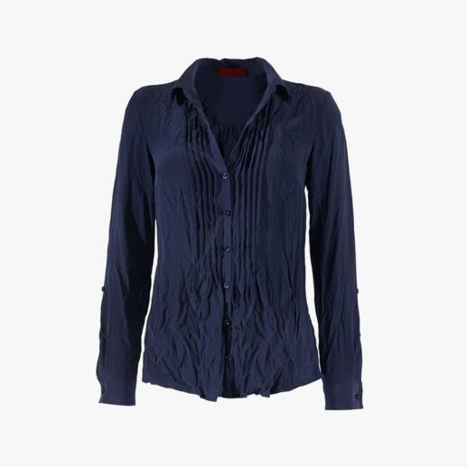 Blouse en soie anti-froissement, vue de face, navy.