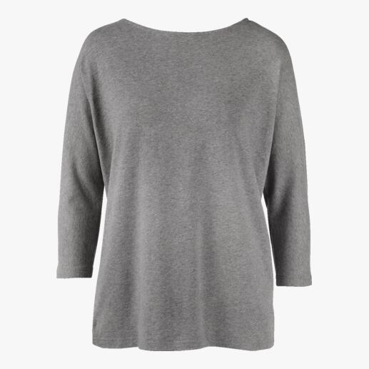 T-shirt gris à 3/4 de manches de homewear sur fond blanc.