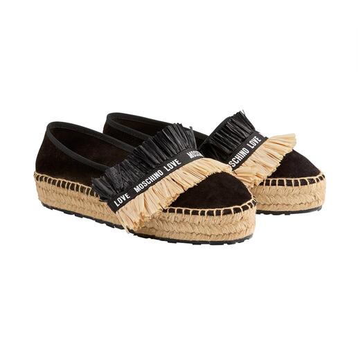 Espadrilles en velours Love Moschino avec design noir et beige