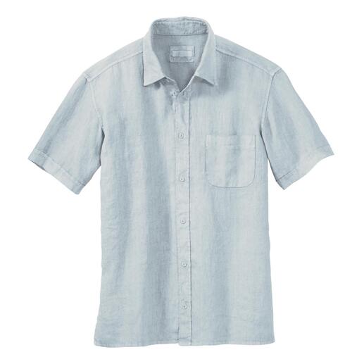 Chemise en lin vintage Dorani bleu clair, taille 48.