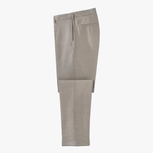 Pantalon en toile hopsack Le pantalon en toile réchauffant grâceà la laine vierge, aéré grâce à la structure en hopsack.