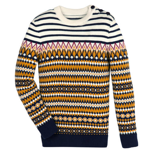 Pull en tricot jacquard Saint James Coupe contemporaine, matière douce et design frais et exclusif. Pour hommes et femmes.