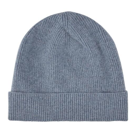 Bonnet en cachemire gris vu de dessus
