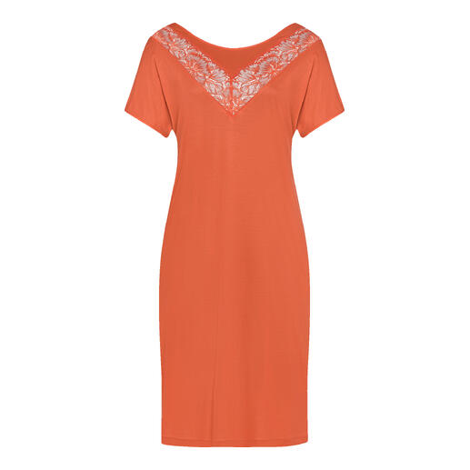 Nuit en modal orange avec dentelle, taille 38-40.