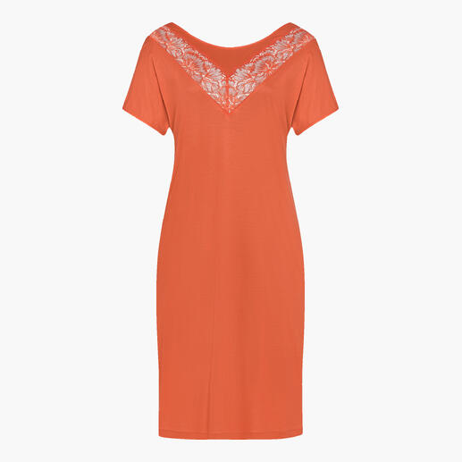 Nuit en modal orange avec dentelle, taille 38-40.