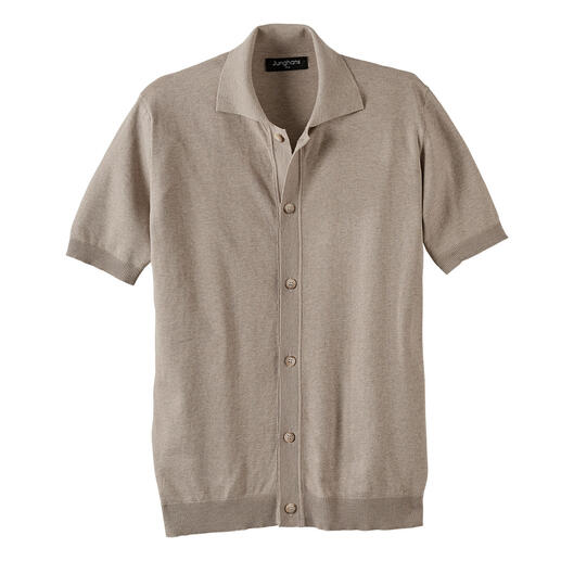 Chemise à manches courtes en tricot Junghans 1954 La luxueuse chemise en maille fine en coton biologique et soie. Fabriqué en Italie, par Junghans 1954.