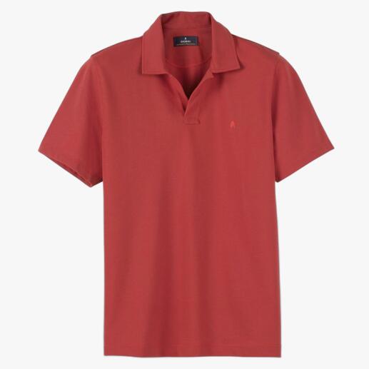 Polo Ragman Pima-Pikee en rouge, pour hommes, posé sur fond blanc.