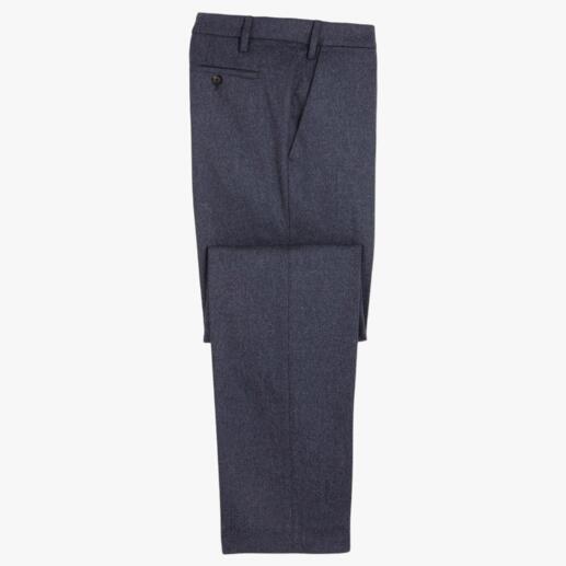 Pantalon en laine et cachemire Eurex by Brax Plus doux, plus chaud, plus confortable : le pantalon d’affaires en laine, raffiné avec du cachemire. Pantalon en laine de cachemire Eurex by Brax posé à plat, couleur bleue.