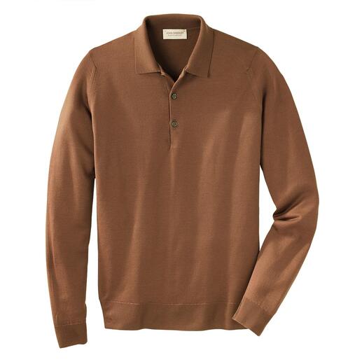 Polo à manches longues jauge 30 John Smedley Tricot fin à jauge 30 d’une finesse rare. Laine Mérinos néo-zélandais ultra fine. Par John Smedley.