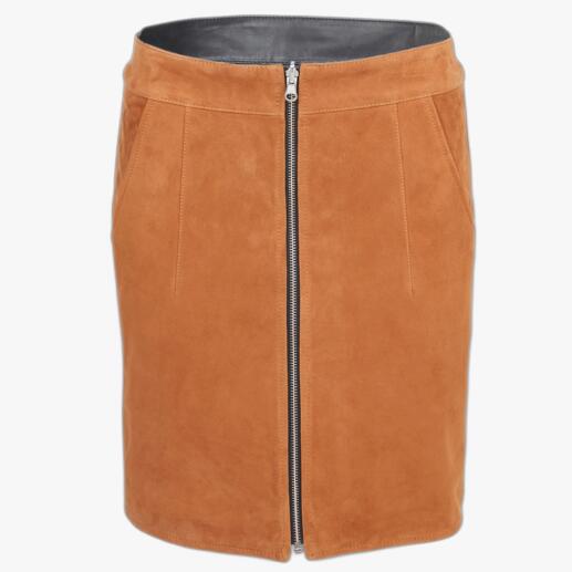 Jupe réversible en cuir OCONI Absolument géniale : la jupe réversible faites en deux cuirs et deux couleurs. Par OCONI.