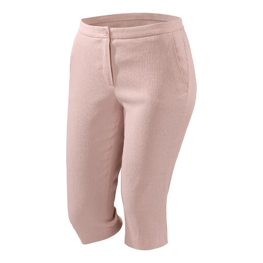 Vue de face d'un pantalon capri Seersucker clair.