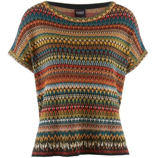 T-shirt en tricot jacquard IVKO Un chef-dʼœuvre de lʼart du tricot : motif tendance multicolore. Mélange de matières léger et estival.