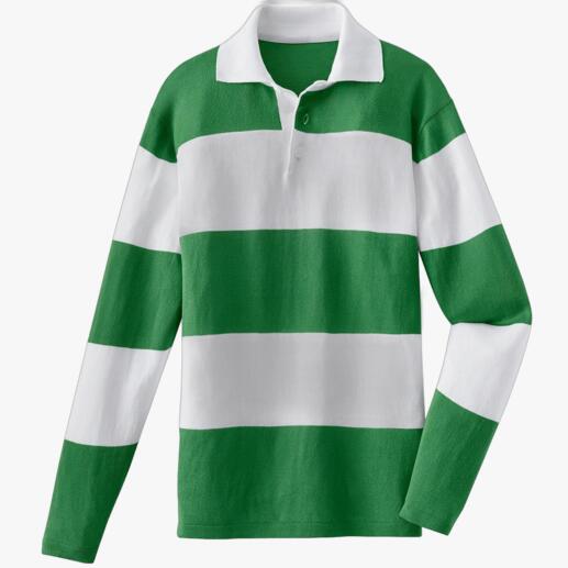 Polo rugby vert pour hommes avec des rayures blanches, taille 48.