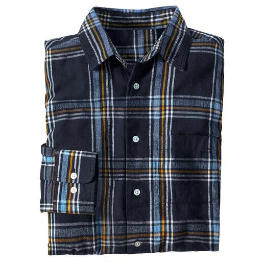 Chemise à carreaux OMTC Winter Madras pliée sur fond blanc.