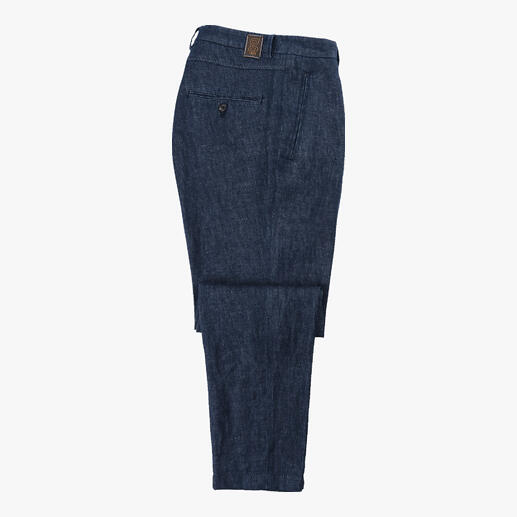 Pantalon en lin g1920 Look denim authentique avec véritable teinture indigo. Du spécialiste des pantalons g1920.