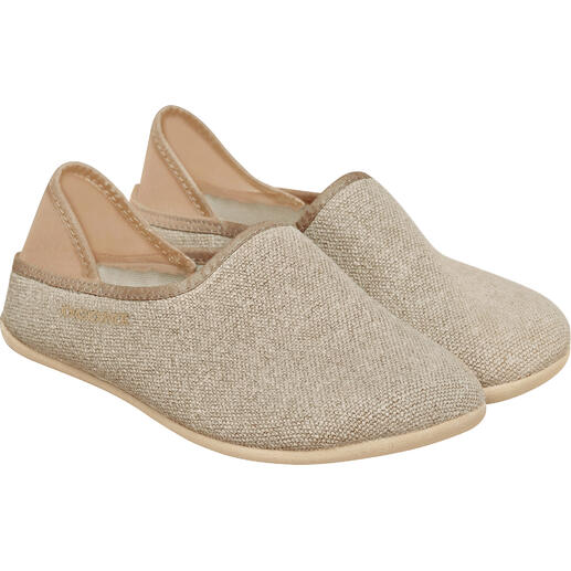 Mocassin en lin beige OCONI vu de face.