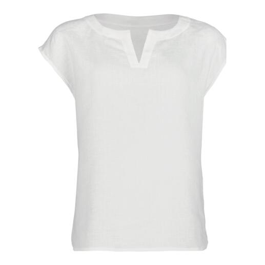 Chemisier blanc en lin pour loungewear.