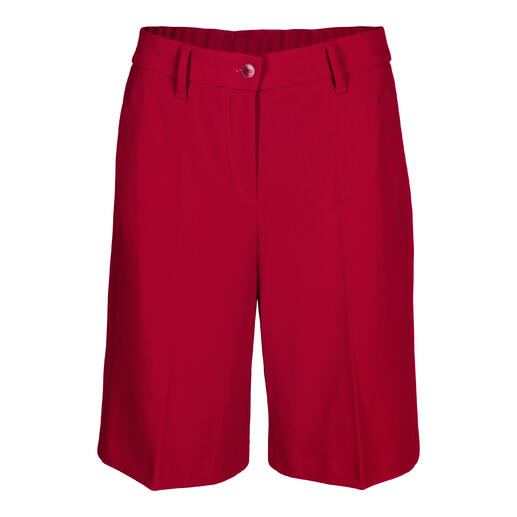 Bermudas Gardeur en rouge avec bouton et passants de ceinture.