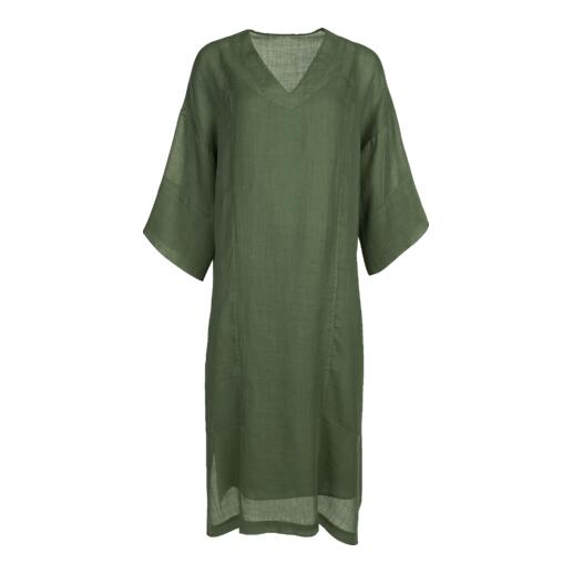 Robe kaftan en ramie LaSalle Amsterdam en vert avec une coupe ample.