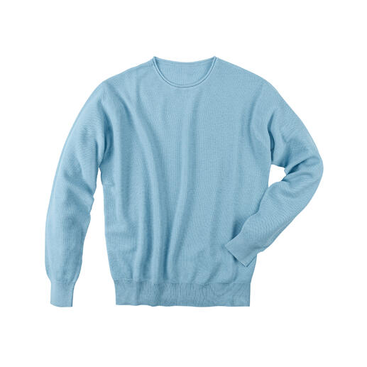 Pull en tissu piqué bleu clair, taille 48.